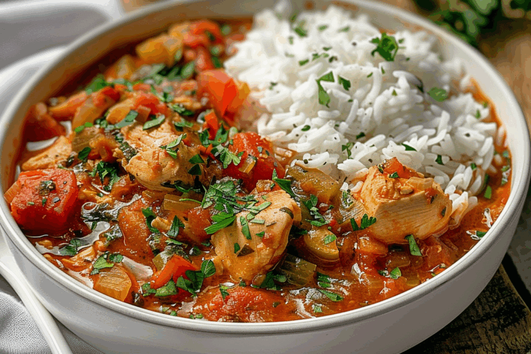 Ultimate Tomato & Herb Chicken Stew with Fluffy Rice