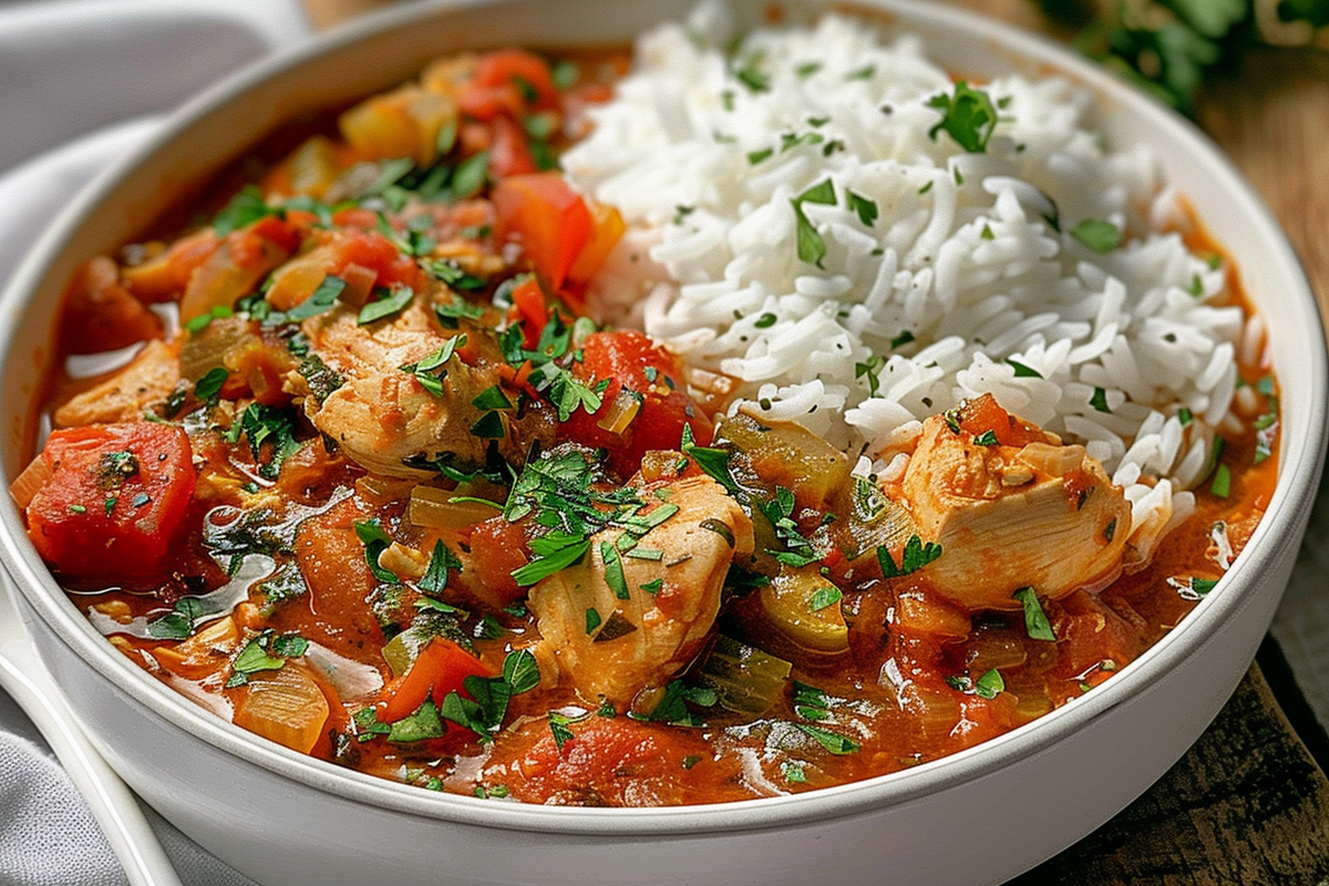 Ultimate Tomato & Herb Chicken Stew with Fluffy Rice
