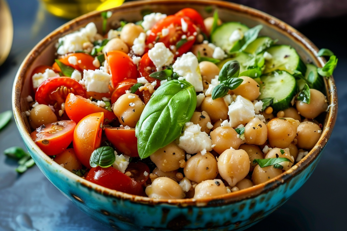 Chickpea Grain Bowl with Feta and Tomatoes