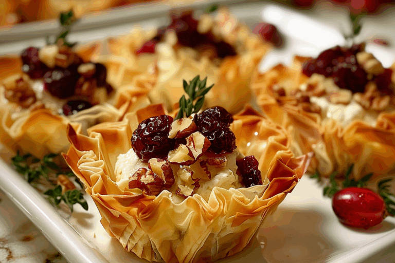Cranberry Walnut Brie Phyllo Cups