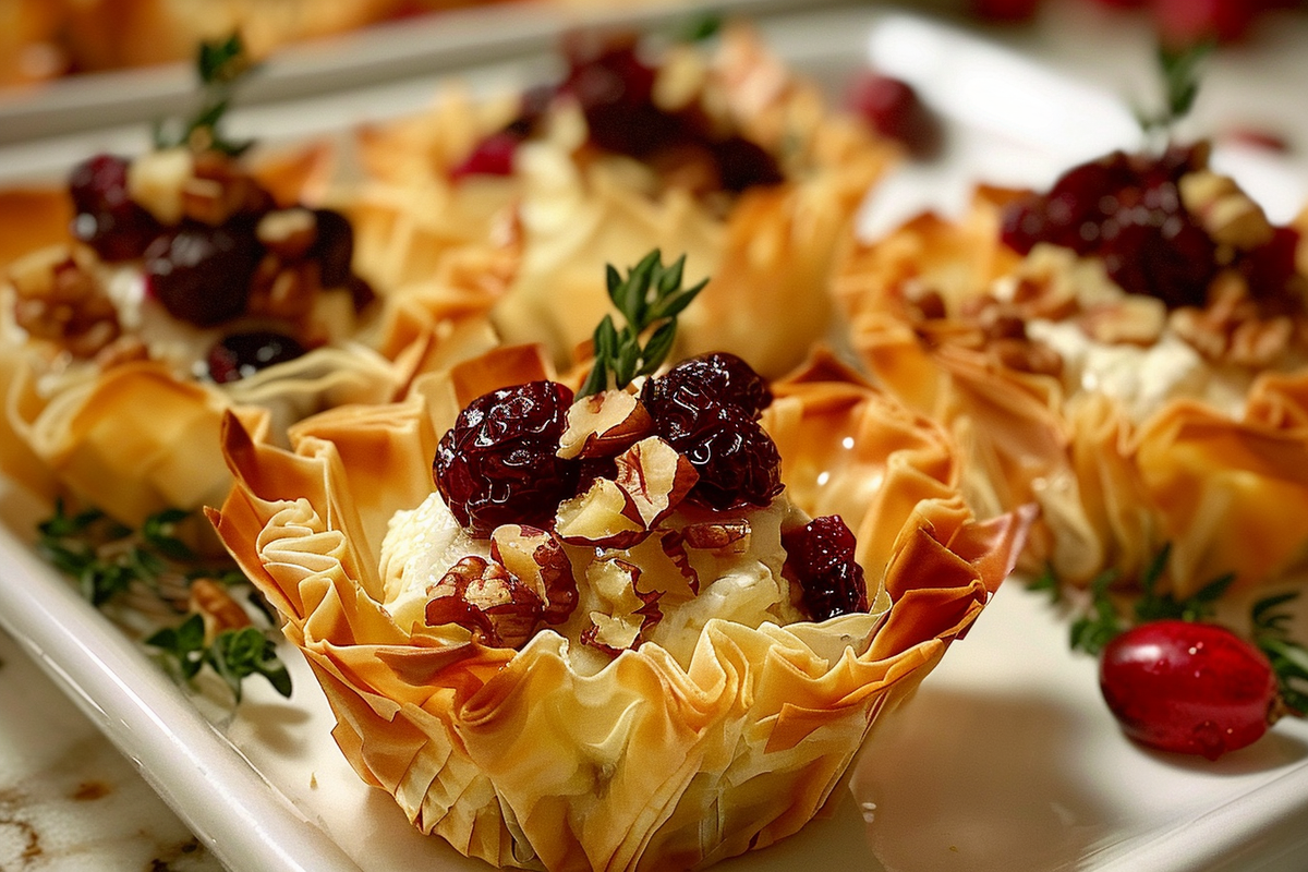 Cranberry Walnut Brie Phyllo Cups