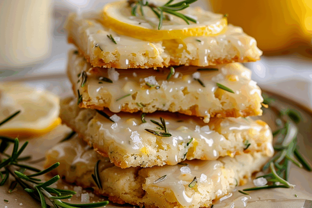 Zesty Rosemary-Lemon Shortbread with a Salted Glaze Twist