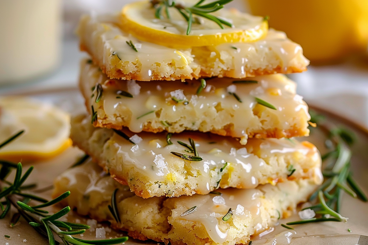 Zesty Rosemary-Lemon Shortbread with a Salted Glaze Twist