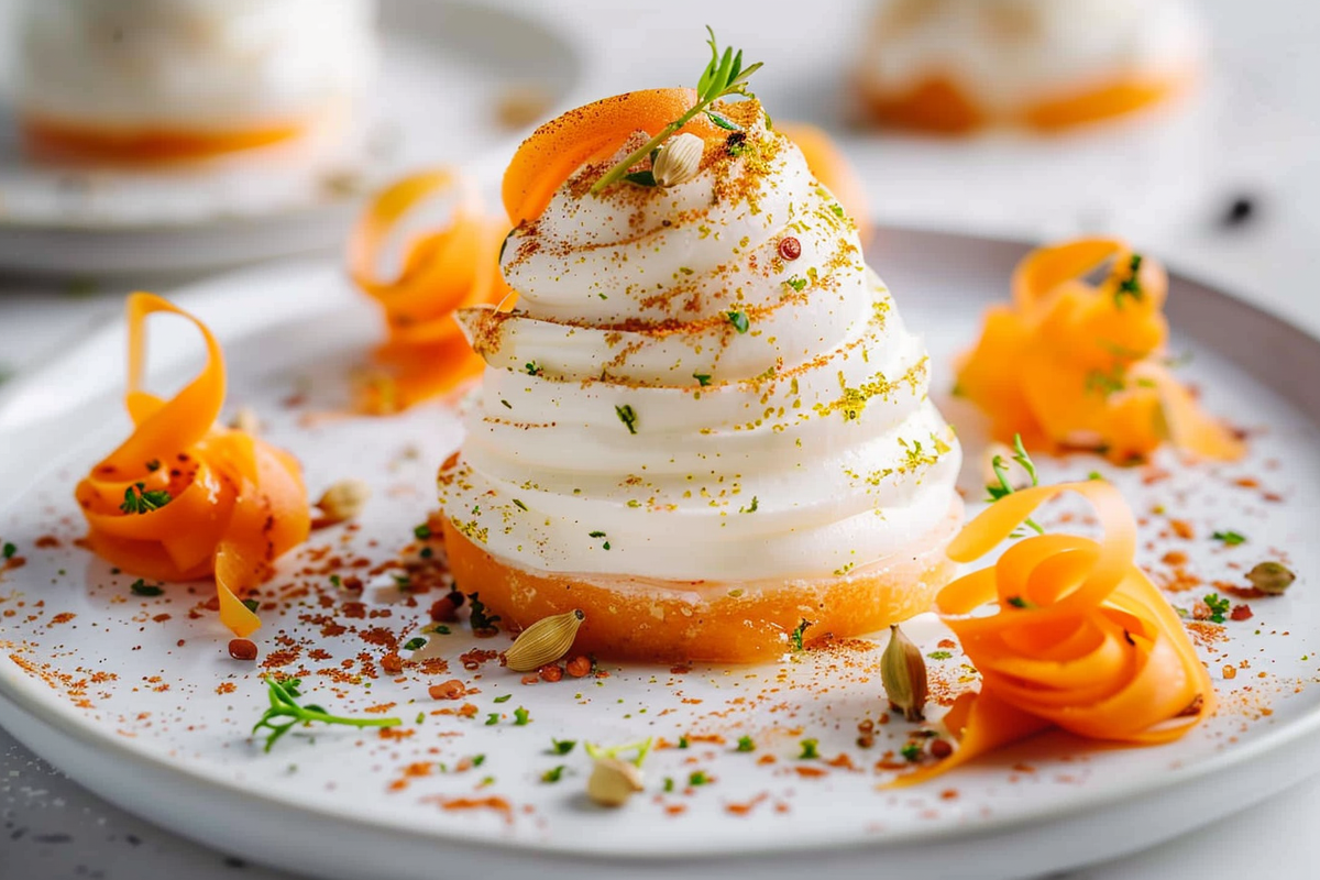 Carrot Cardamom Cream Clouds with Mascarpone Swirl