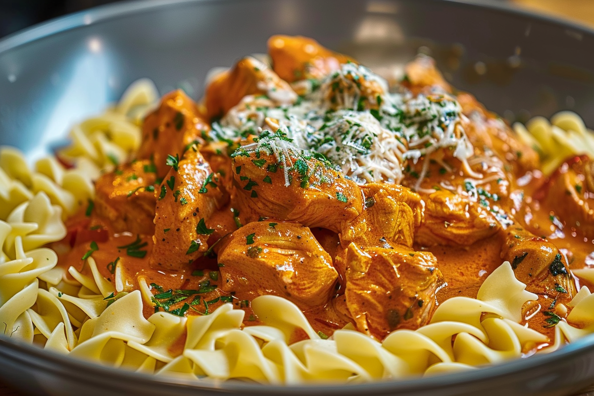 Hungarian-Style Chicken Paprikash with Buttery Egg Noodles