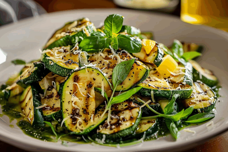Grilled Zucchini Salad with Lemon Vinaigrette and Parmesan Shavings