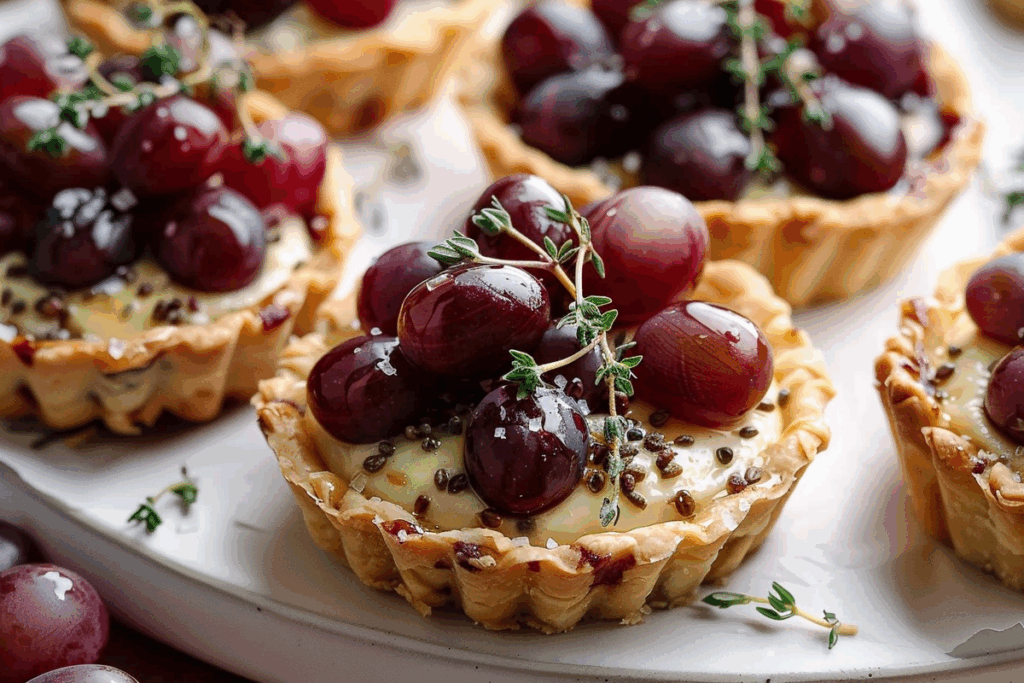 Roasted Grape and Thyme Tartlets with Goat Cheese Custard