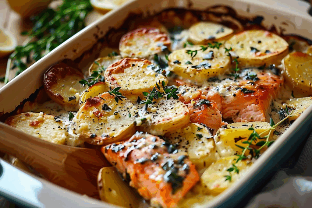 Creamy Salmon and Potato Bake