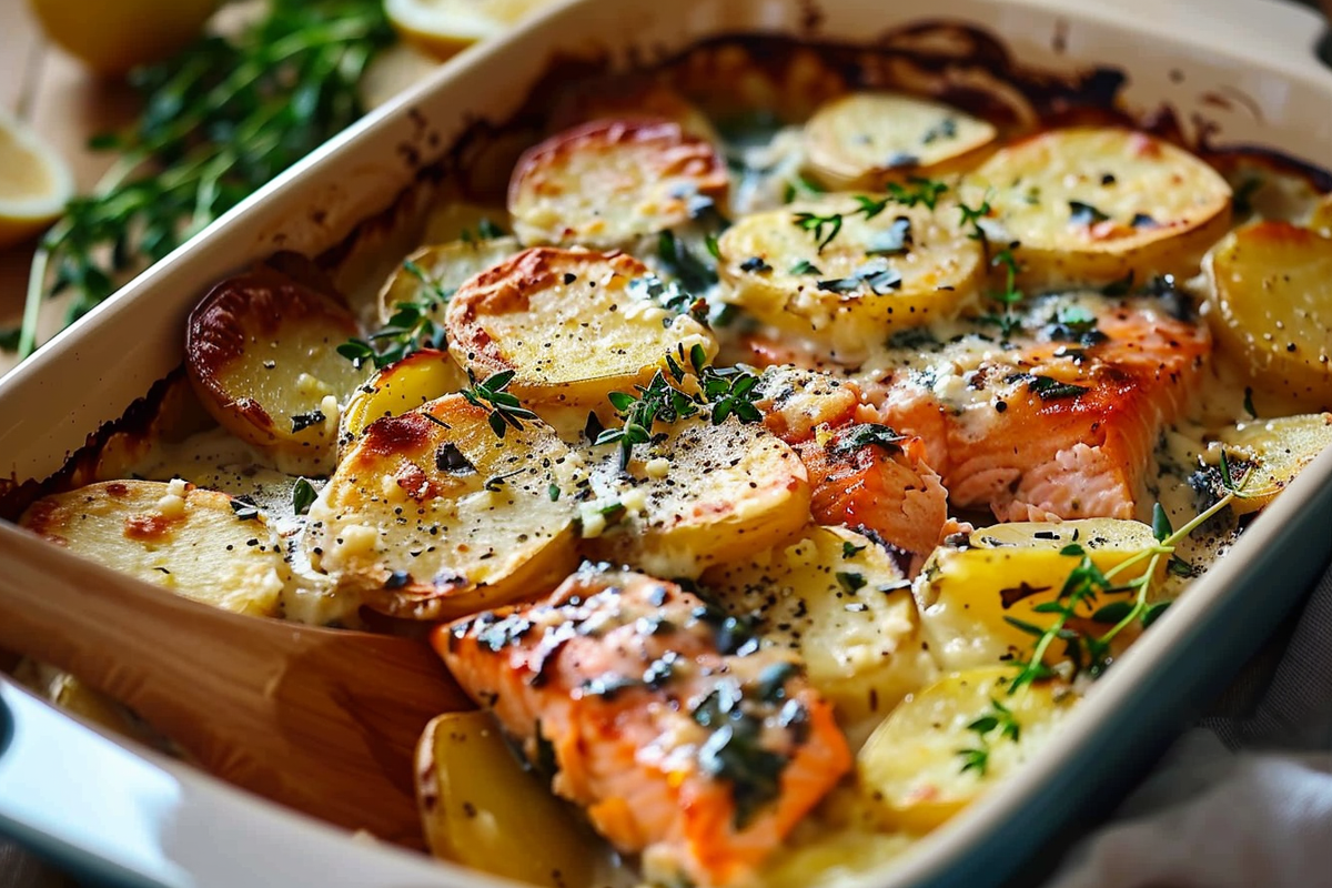 Creamy Salmon and Potato Bake