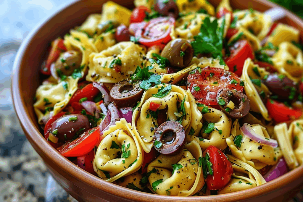 Mediterranean Tortellini Salad with Artichokes and Olives