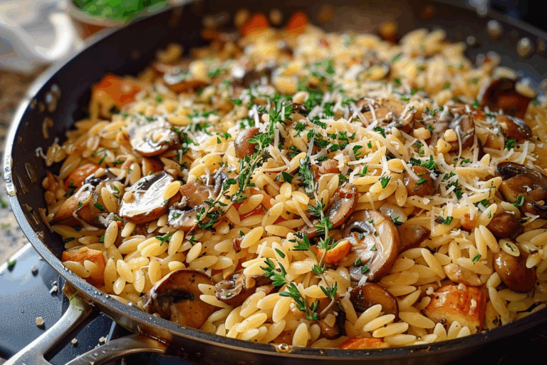 Mushroom & Parmesan Orzo Skillet with Thyme