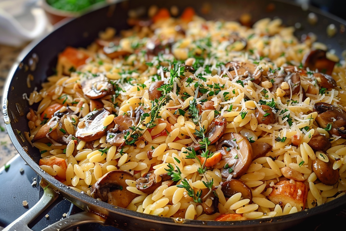 Mushroom & Parmesan Orzo Skillet with Thyme