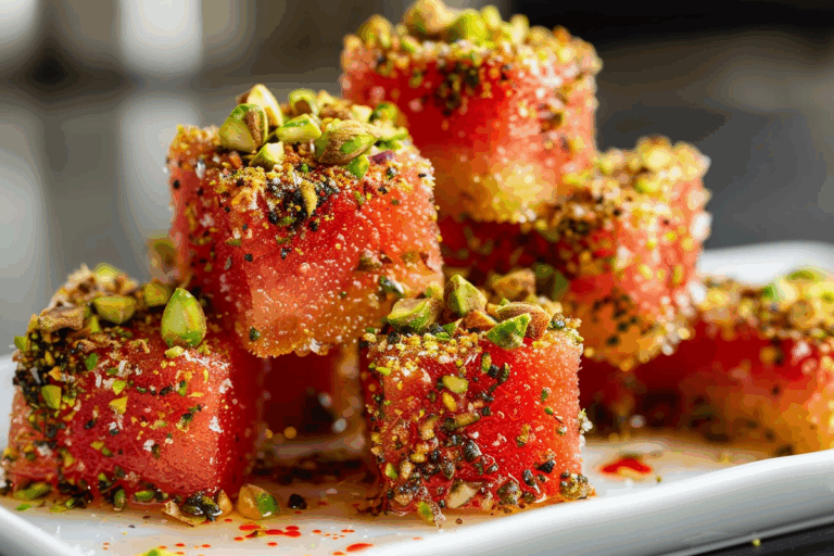 Crispy Pistachio-Crusted Fried Watermelon Cubes