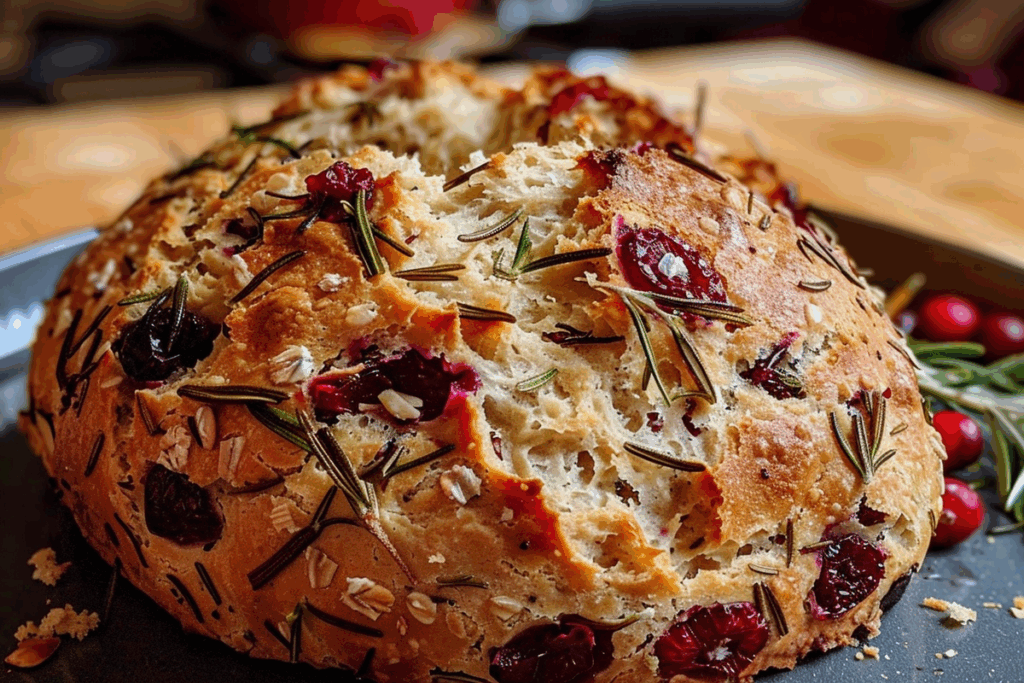 No-Knead Rosemary Cranberry Bread