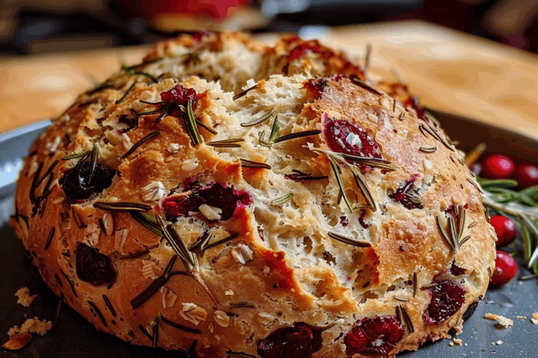 No-Knead Rosemary Cranberry Bread
