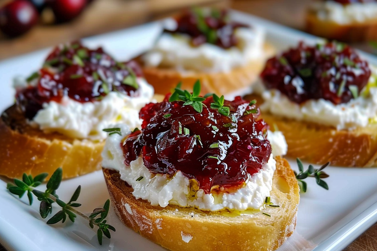 Whipped Goat Cheese with Cranberry Chutney Crostini