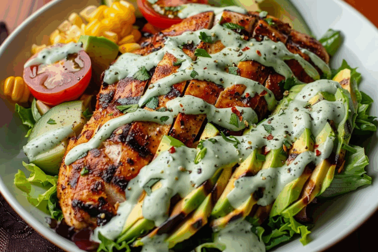 Epic Grilled Chicken & Avocado Power Salad with Creamy Herb Drizzle