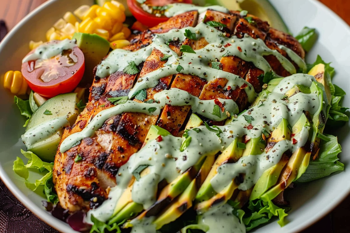 Epic Grilled Chicken & Avocado Power Salad with Creamy Herb Drizzle