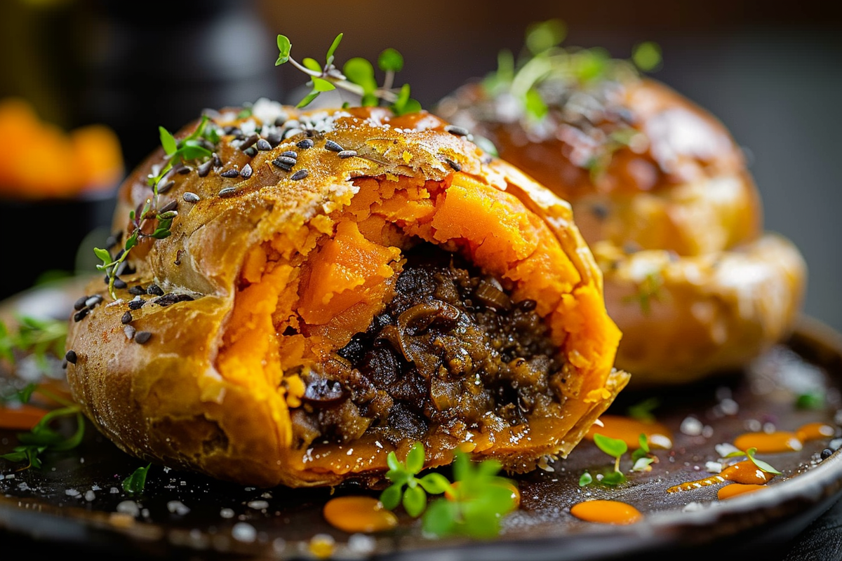 Sweet Potato Duxelles Puff Bomb