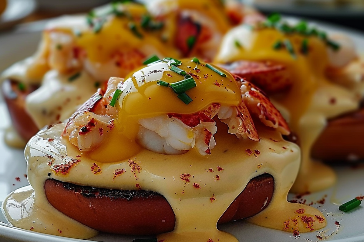 Bay Lobster Eggs Benedict with Cajun Hollandaise