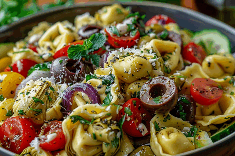 Mediterranean Tortellini Salad with Artichokes and Olives