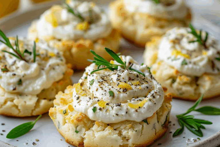 Parmesan-Lemon Herb Cookies with Creamy Ricotta Topping