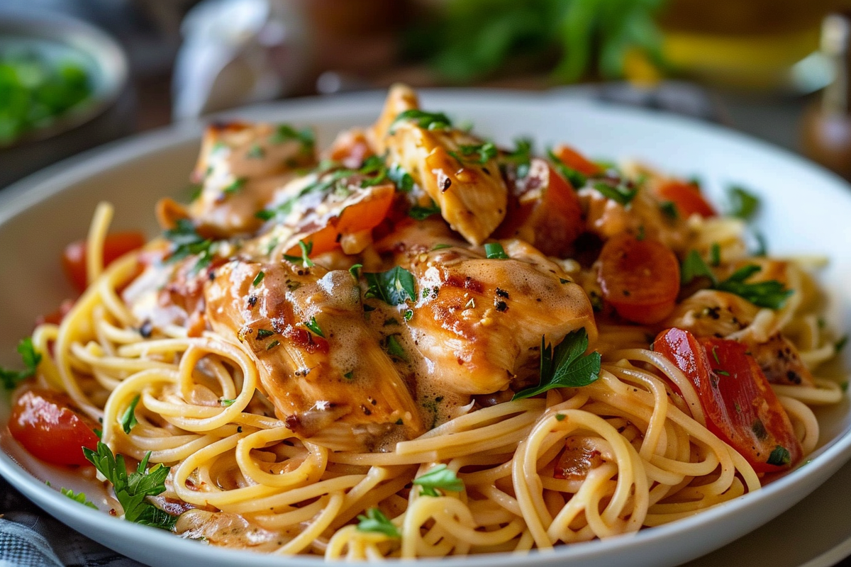 Slow Cooked Angel Chicken Pasta