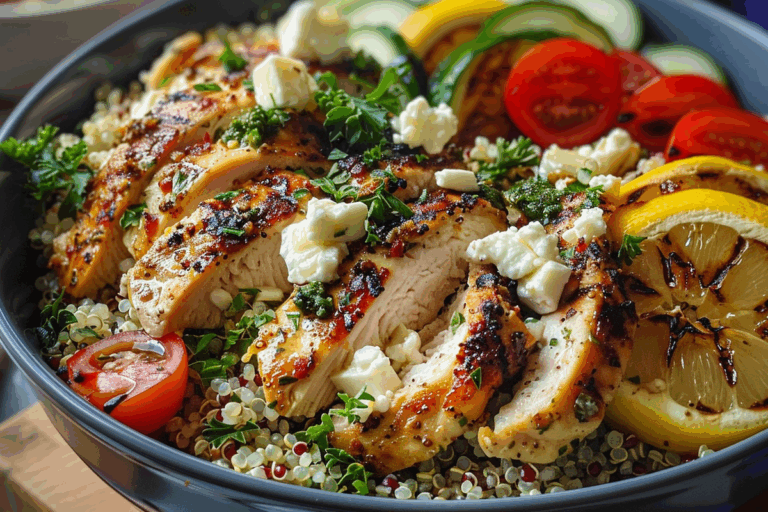 Lemon Herb Chicken Bowls with Feta & Quinoa