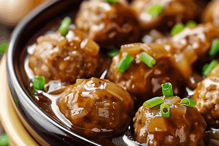 Slow Cooker Onion Soup Meatballs