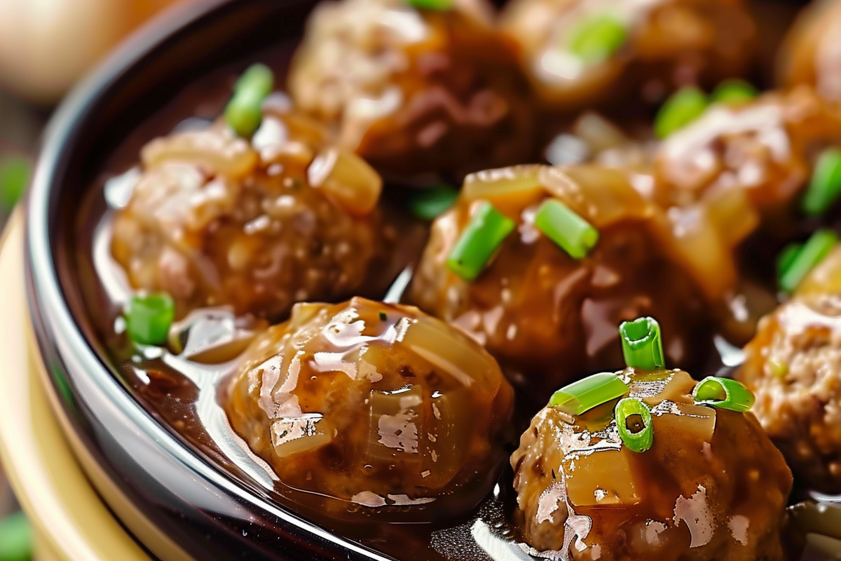 Slow Cooker Onion Soup Meatballs