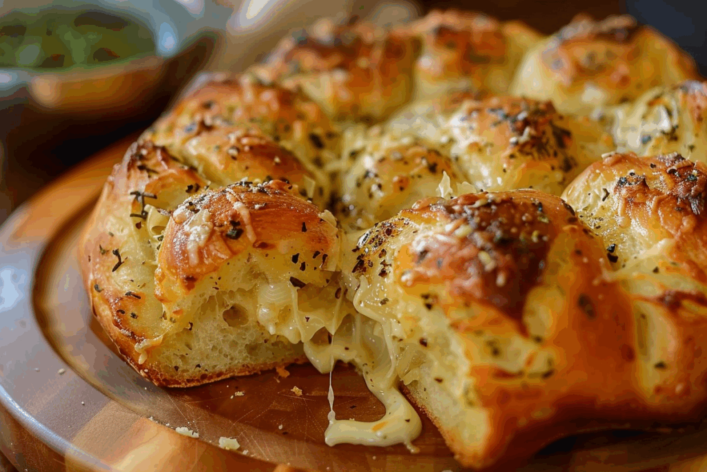 Cheesy Garlic Focaccia Crown with a Melted Heart