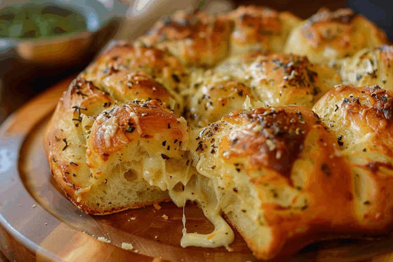 Cheesy Garlic Focaccia Crown with a Melted Heart