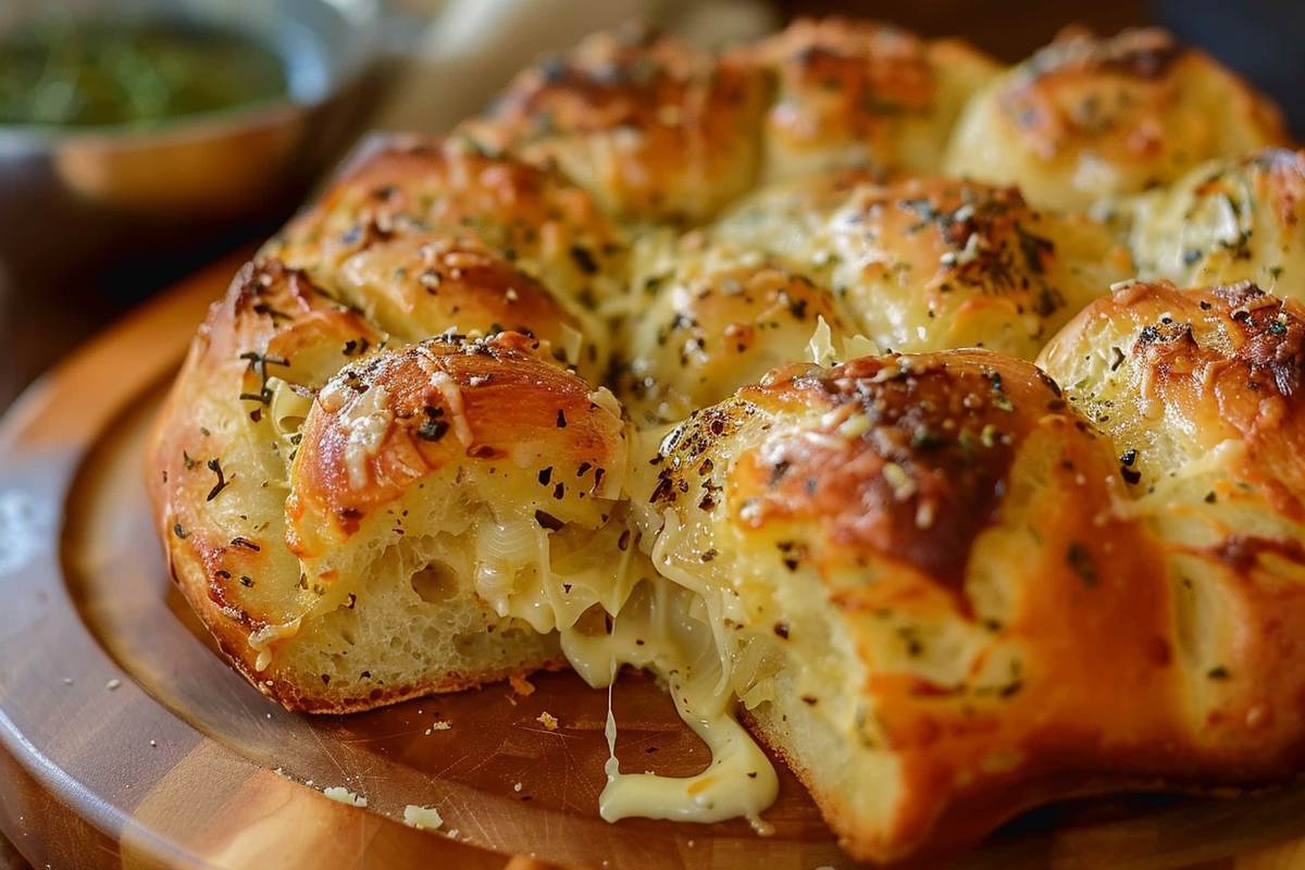 Cheesy Garlic Focaccia Crown with a Melted Heart
