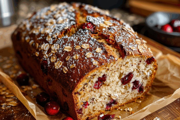No-Knead Cranberry Honey Oat Loaf