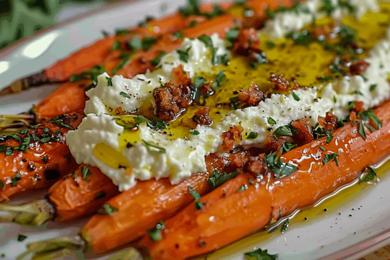 Roasted Carrots with Whipped Ricotta and Hot Honey