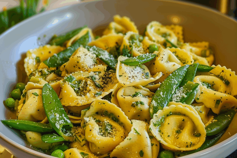 Lemon Herb Tortellini Salad with Snap Peas