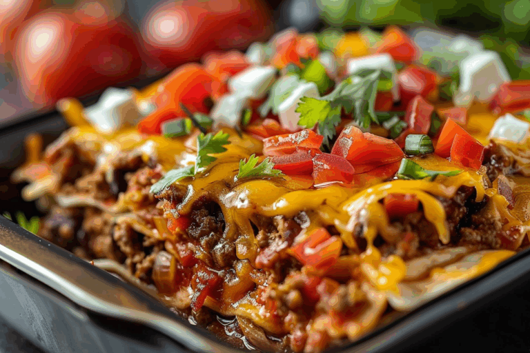 Layered Beef Burrito Casserole