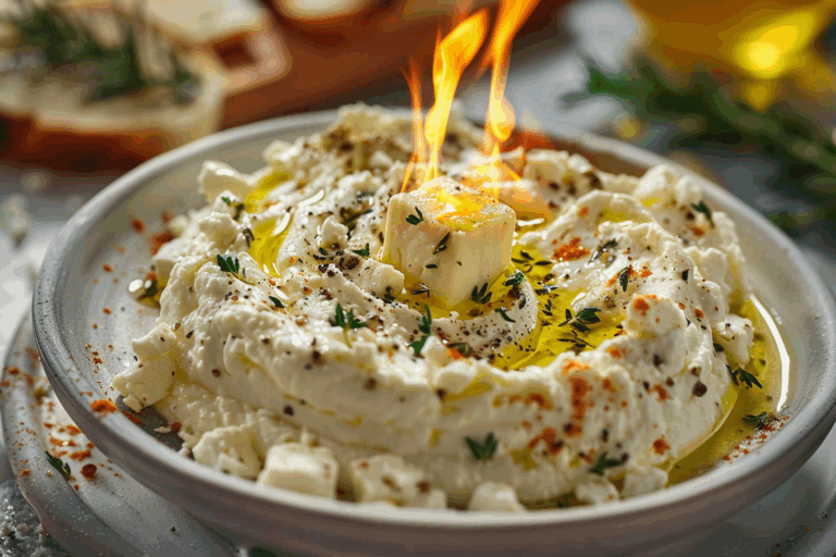 Melting Candle Feta Dip with Herb Butter Flame