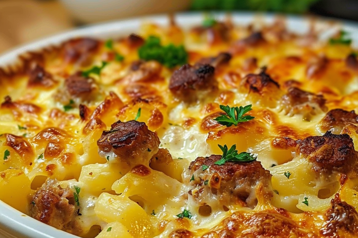 Cheesy Potato and Sausage Bake