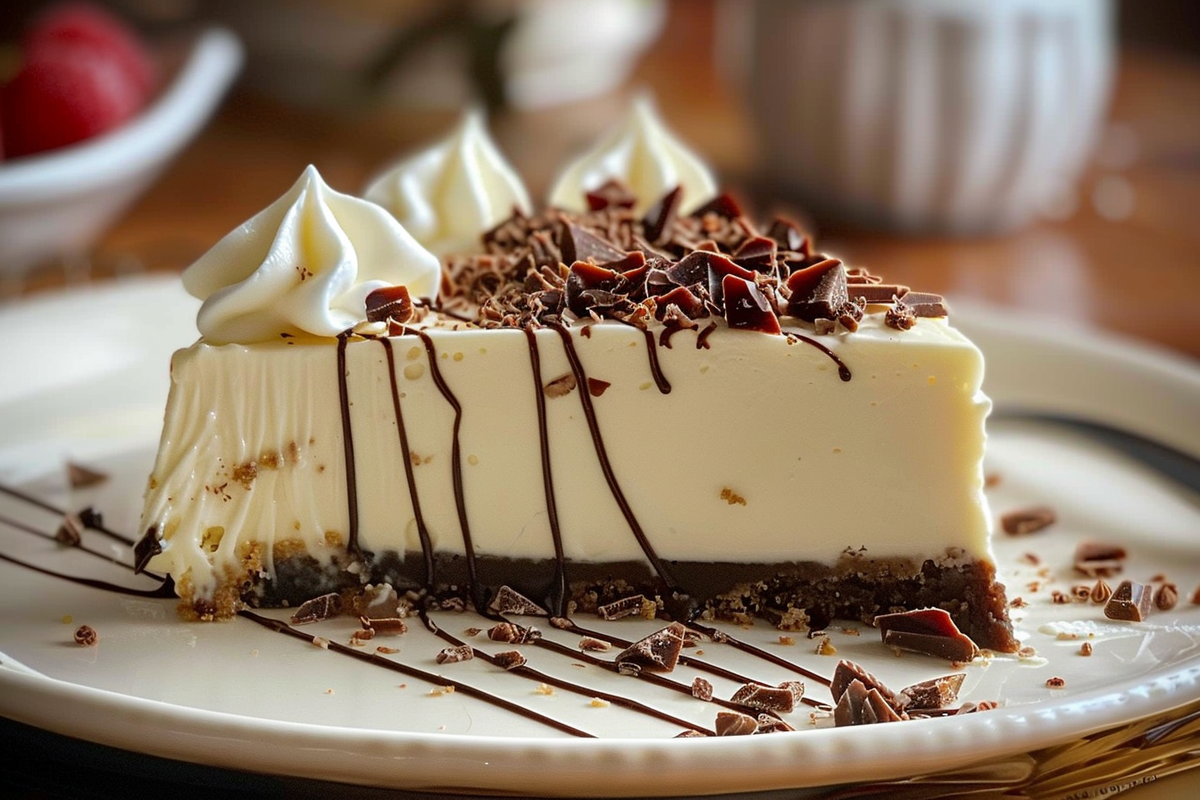 No-Bake Irish Cream White Chocolate Cheesecake