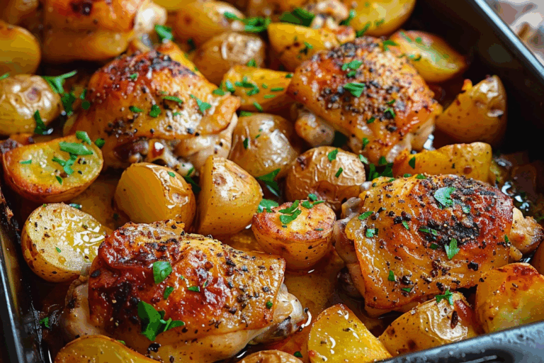 Next-Level Oven-Baked Chicken Thighs with Crispy Baby Potatoes