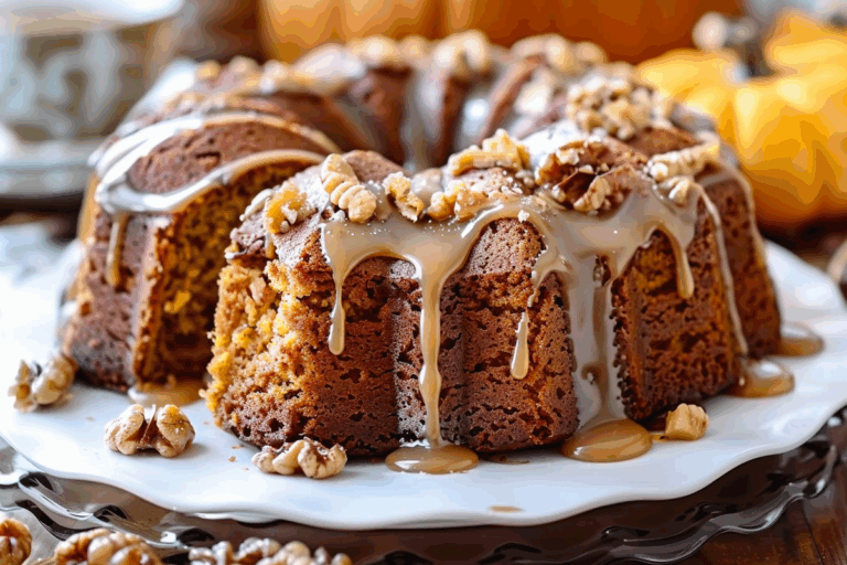 Pumpkin Coffee Cake with Maple Glaze