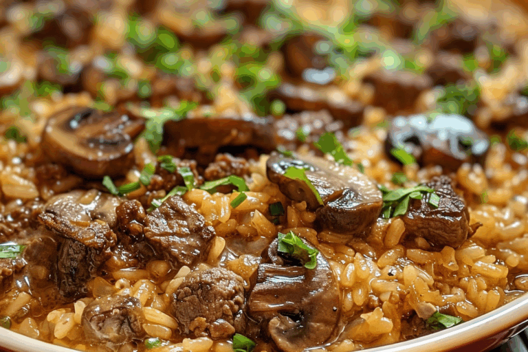 Creamy Beef & Mushroom Rice Casserole