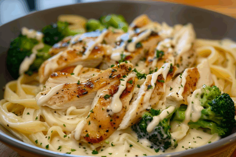 Heavenly Creamy Garlic Chicken Alfredo with Broccoli