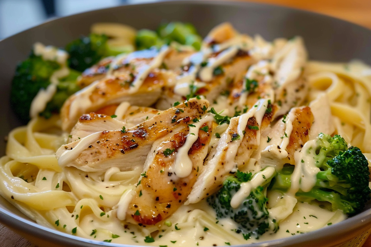 Heavenly Creamy Garlic Chicken Alfredo with Broccoli