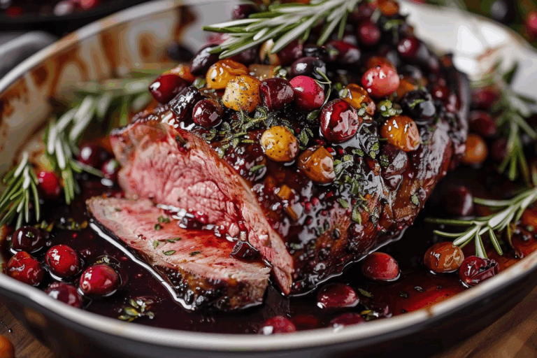 Ribeye Roast with Cranberry Balsamic Glaze