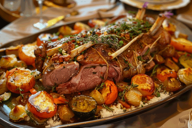 Mechoui-Style Roast Lamb with Vegetables
