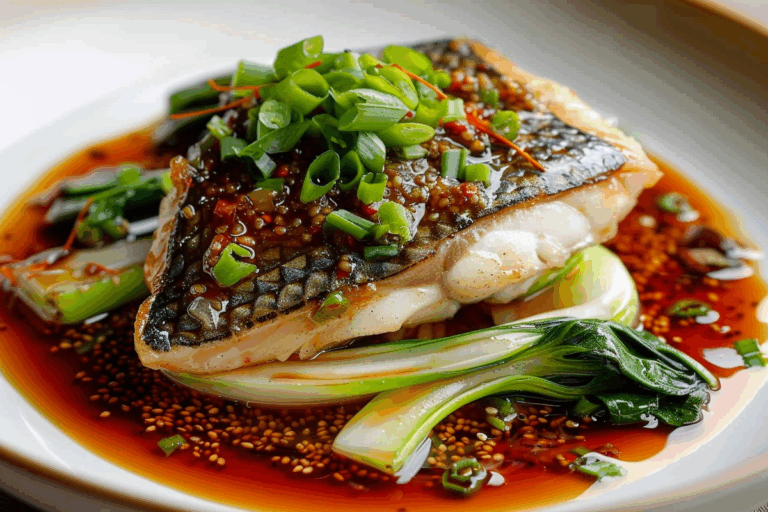Pan-Fried Sea Bream Fillet with Sichuan Spicy Bean Sauce