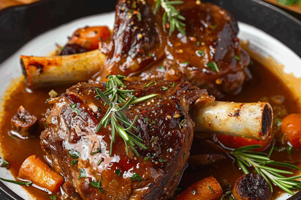 Slow-Cooked Lamb Shanks with Herb-Infused Gravy