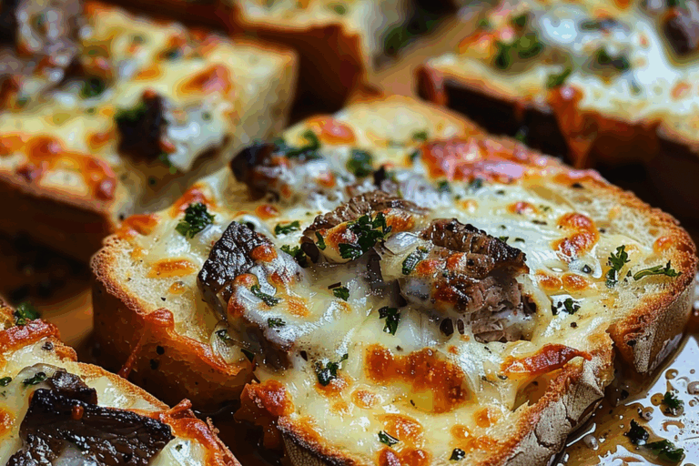 Cheesy Steak and Garlic Bread Melt